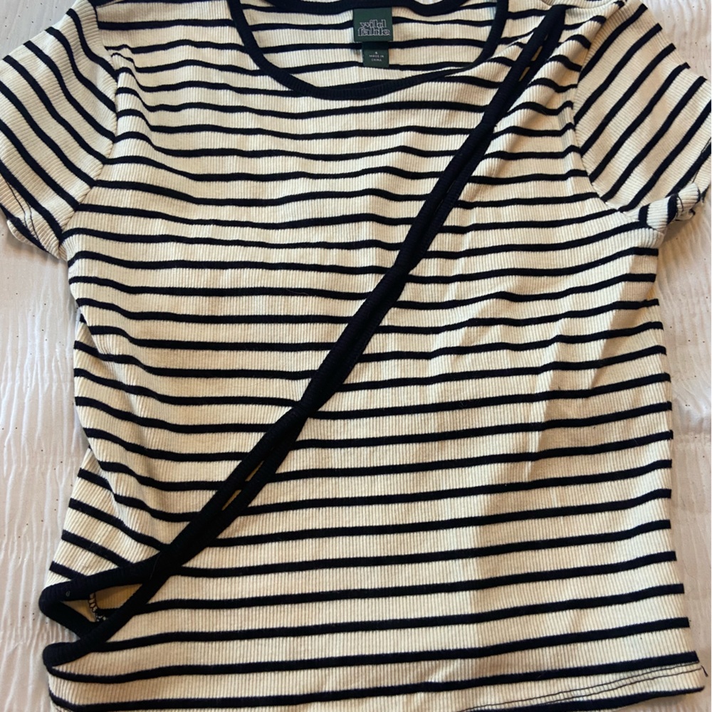 White and black crop top, cut outs, size small